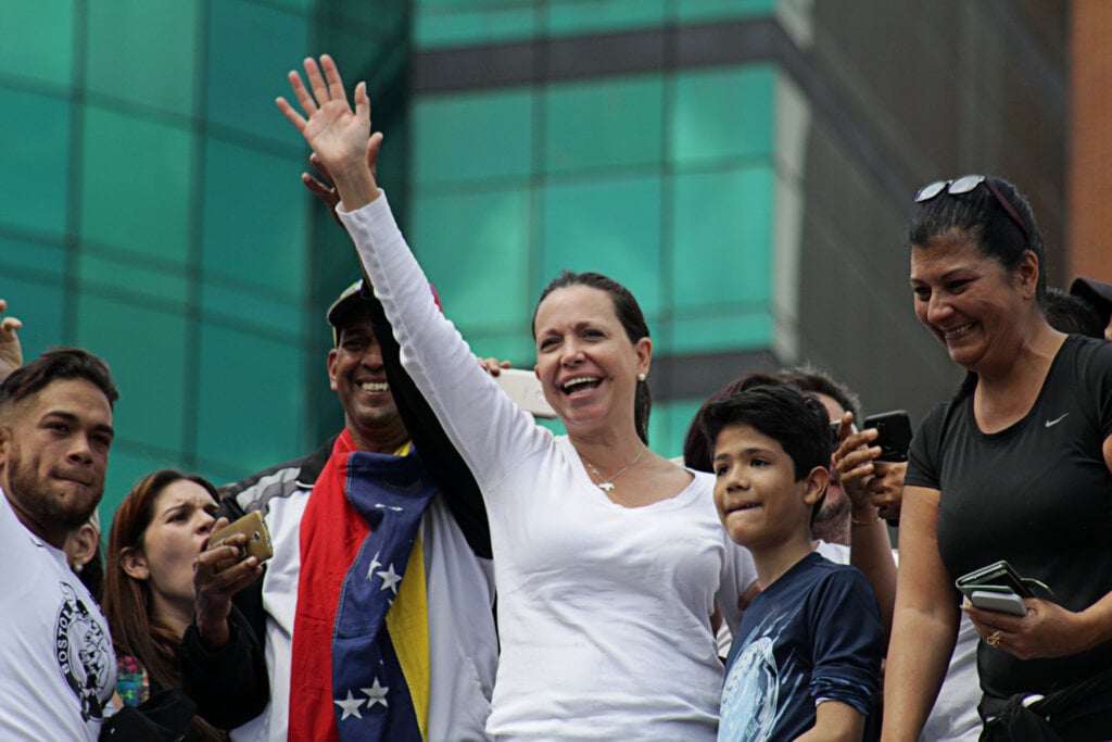 María Corina Machado in Caracas march