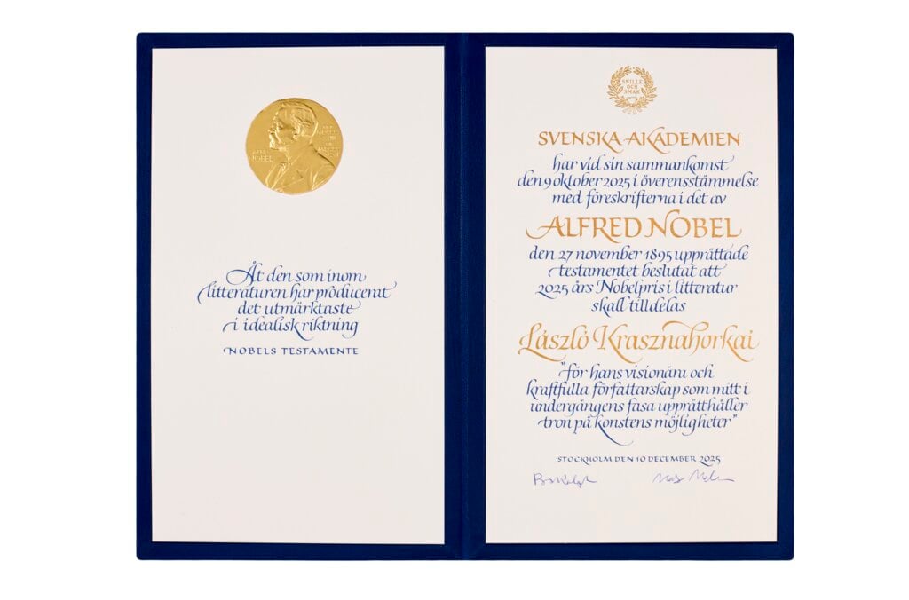 László Krasznahorkai's Nobel Prize diploma