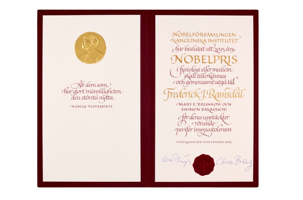 Frederick J. Ramsdell's Nobel Prize diploma
