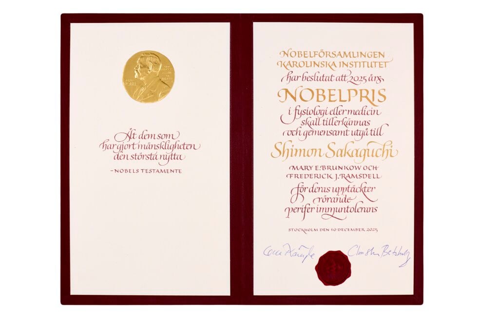 Shimon Sakaguchi's Nobel Prize diploma