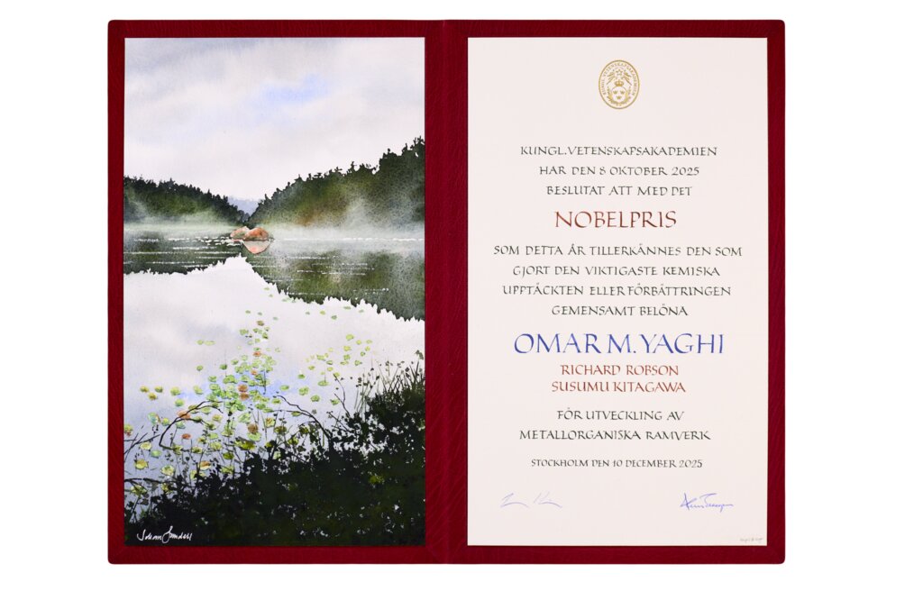 Omar M. Yaghi's Nobel Prize diploma