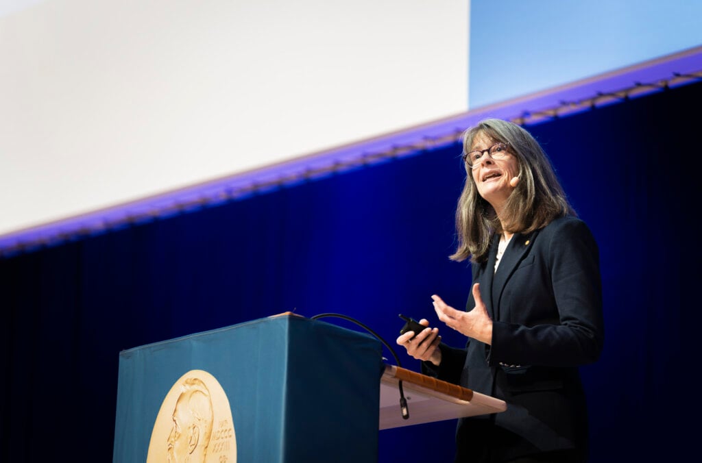 Mary E. Brunkow lecturing