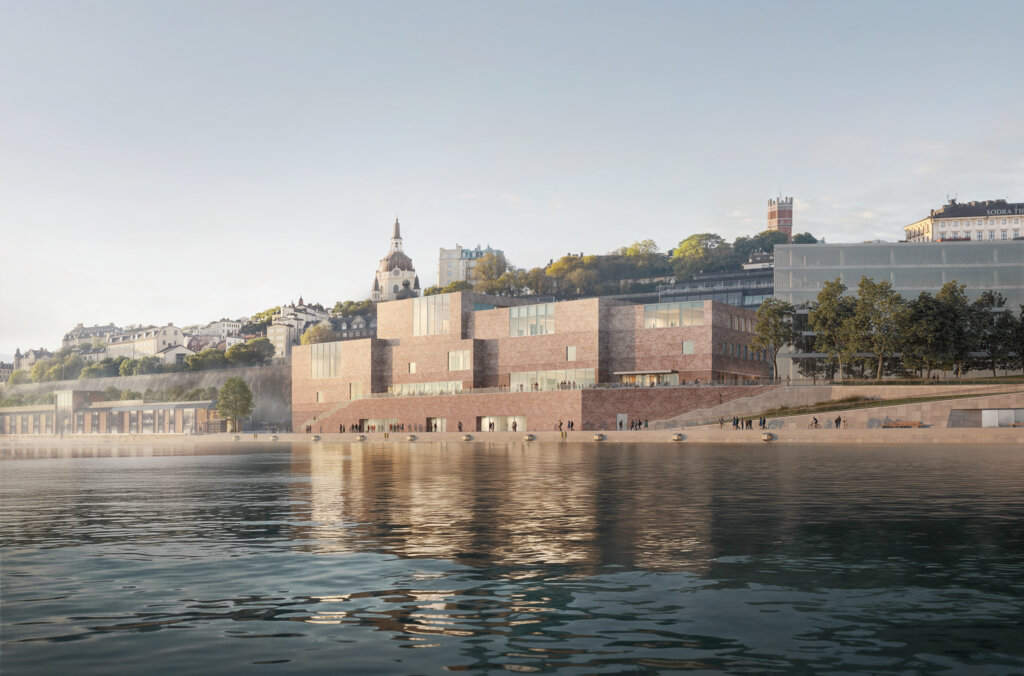View from the water along the quay.