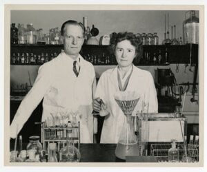 A man and a woman in a laboratory