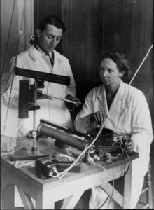 A man and a woman in a laboratory