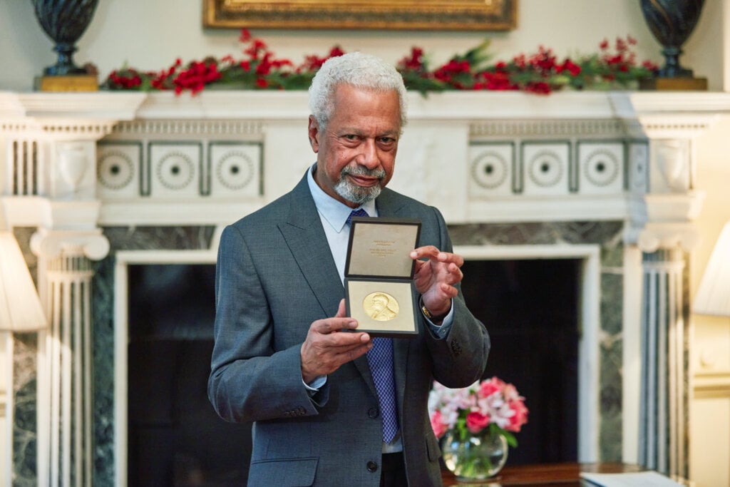 Abdulrazak Gurnah receiving his Nobel Prize medal and diploma