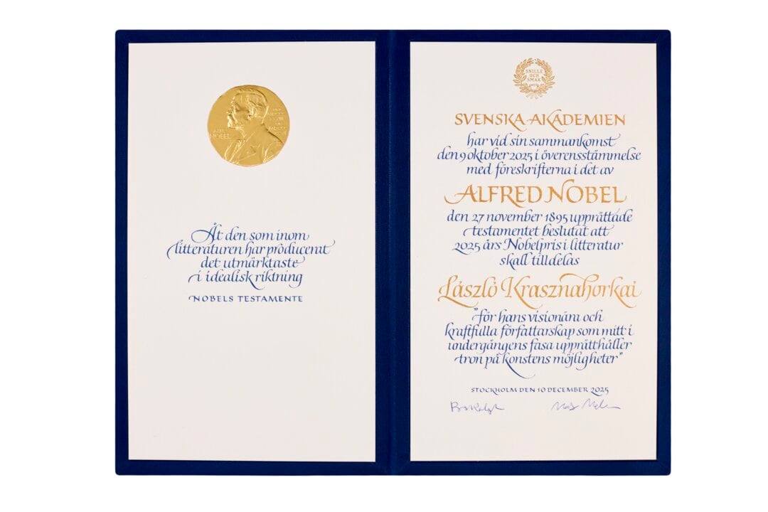 László Krasznahorkai's Nobel Prize diploma