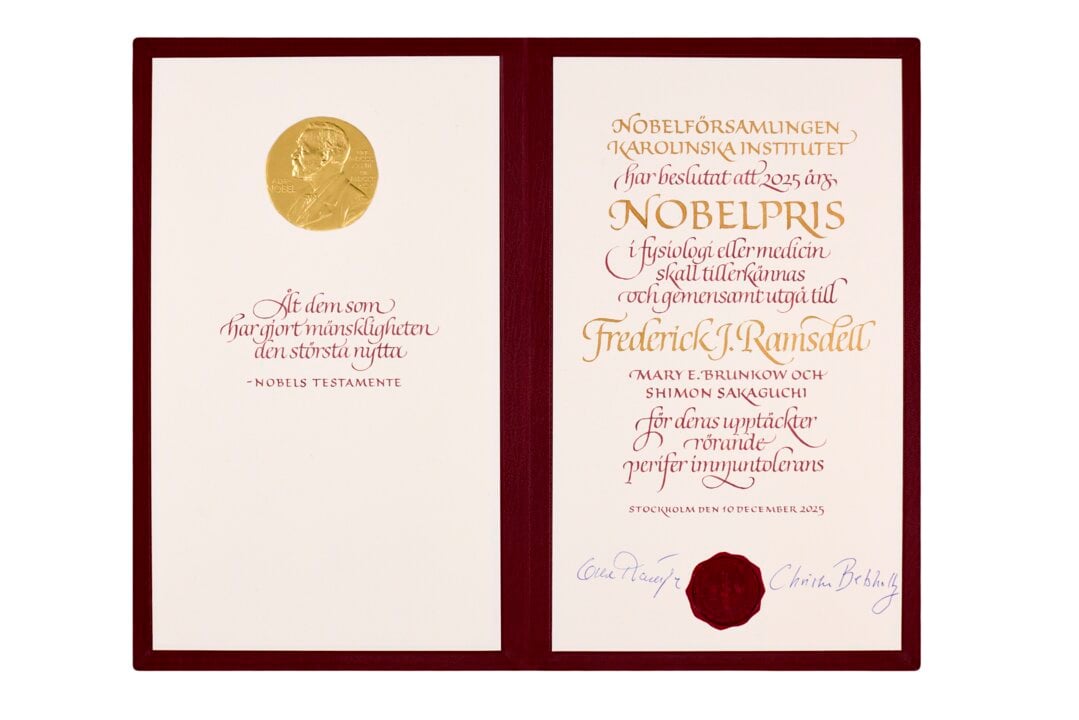 Frederick J. Ramsdell's Nobel Prize diploma