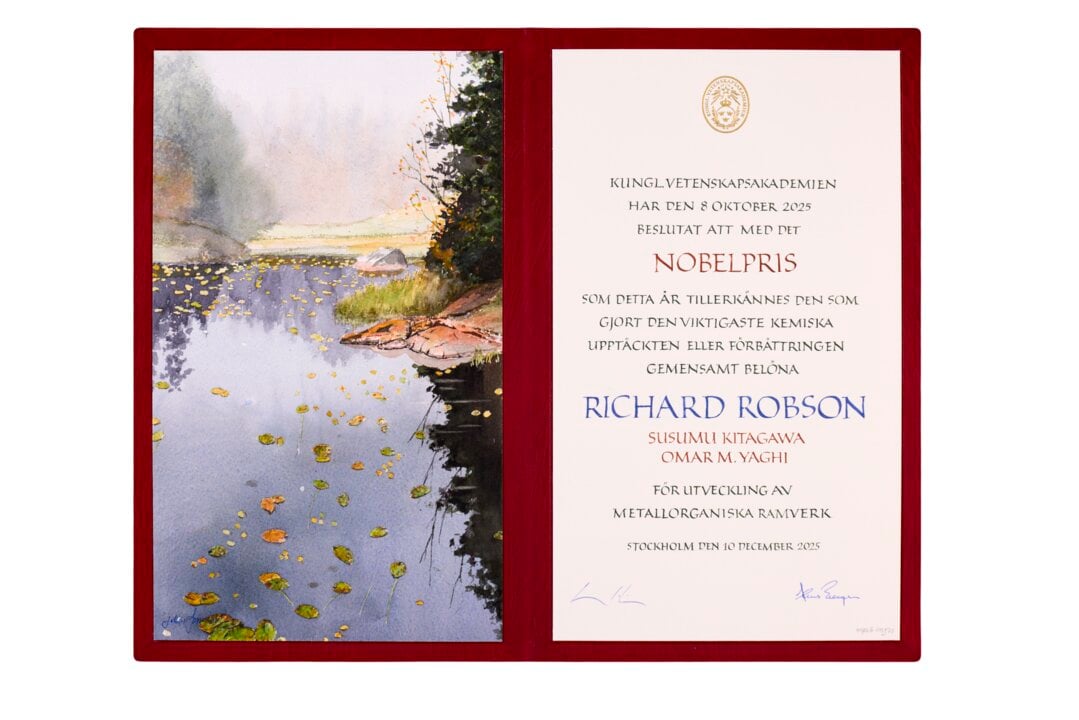 Richard Robson's Nobel Prize diploma