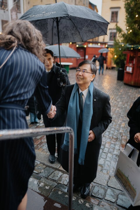 Shimon Sakaguchi arriving to the Nobel Prize Museum
