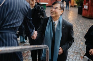 Shimon Sakaguchi arriving to the Nobel Prize Museum