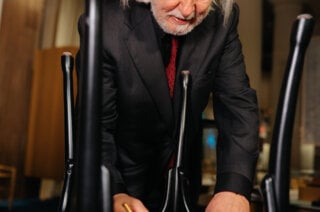 László Krasznahorkai signing chair at the Nobel Prize Museum