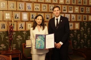 Maria Corina Machado and Jørgen Watne Frydnes