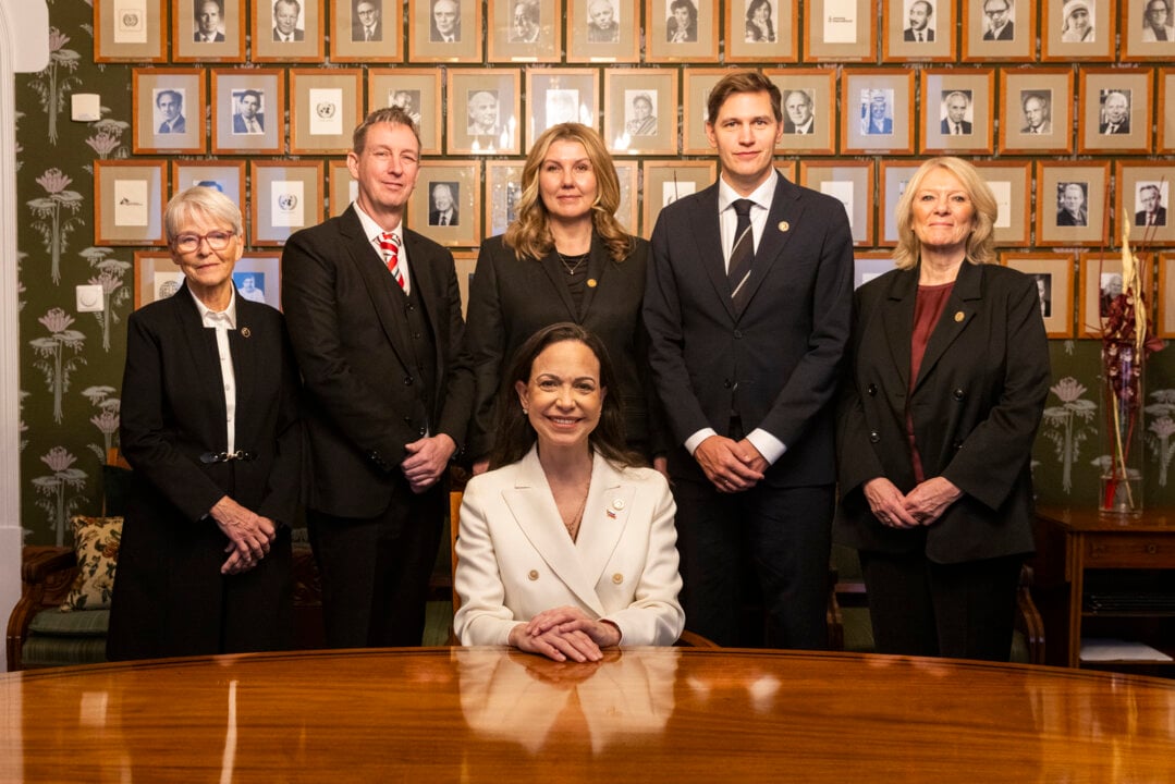 Maria Corina Machado with members of the Norwegian Nobel Committee