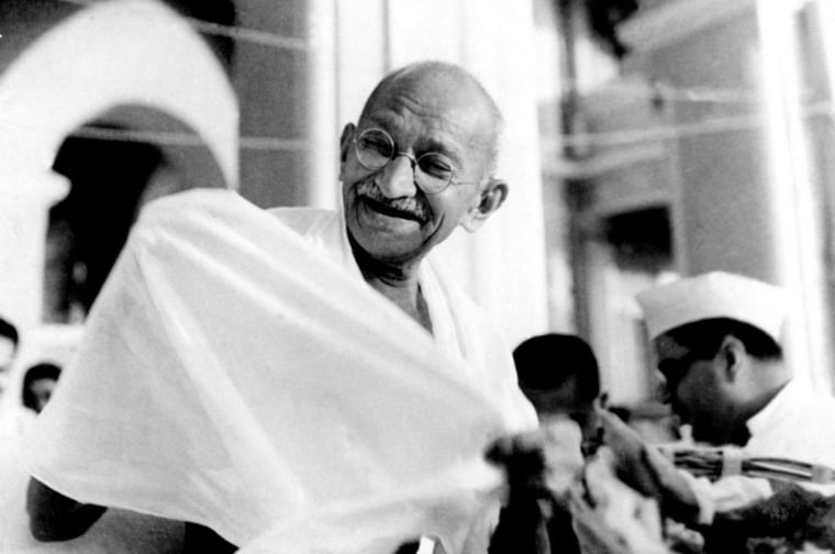 Mahatma Gandhi laughing