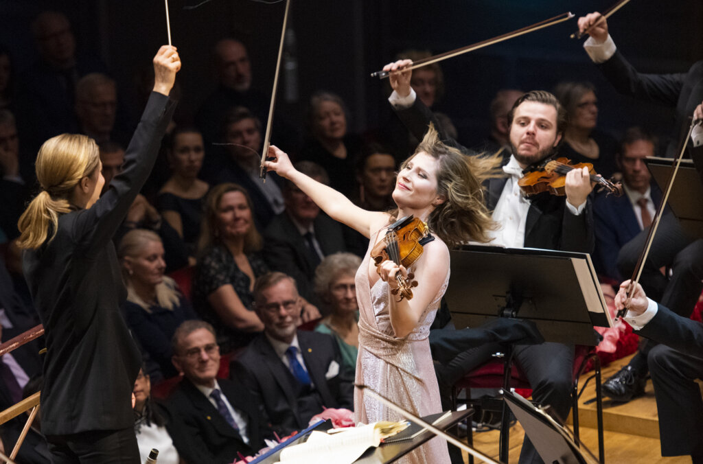 Conductor Karina Canellakis and violinist Lisa Batiashvili.