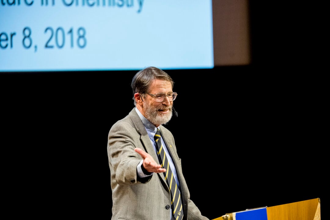 A man delivering his lecture