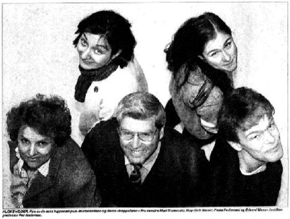 Five young people looking up and into the camera