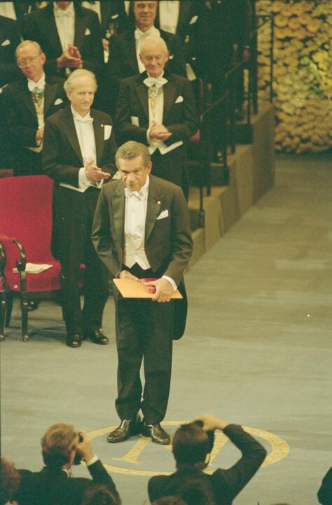 Derek Walcott after receiving his prize
