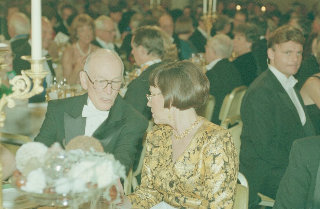 A man and a woman at a festive table