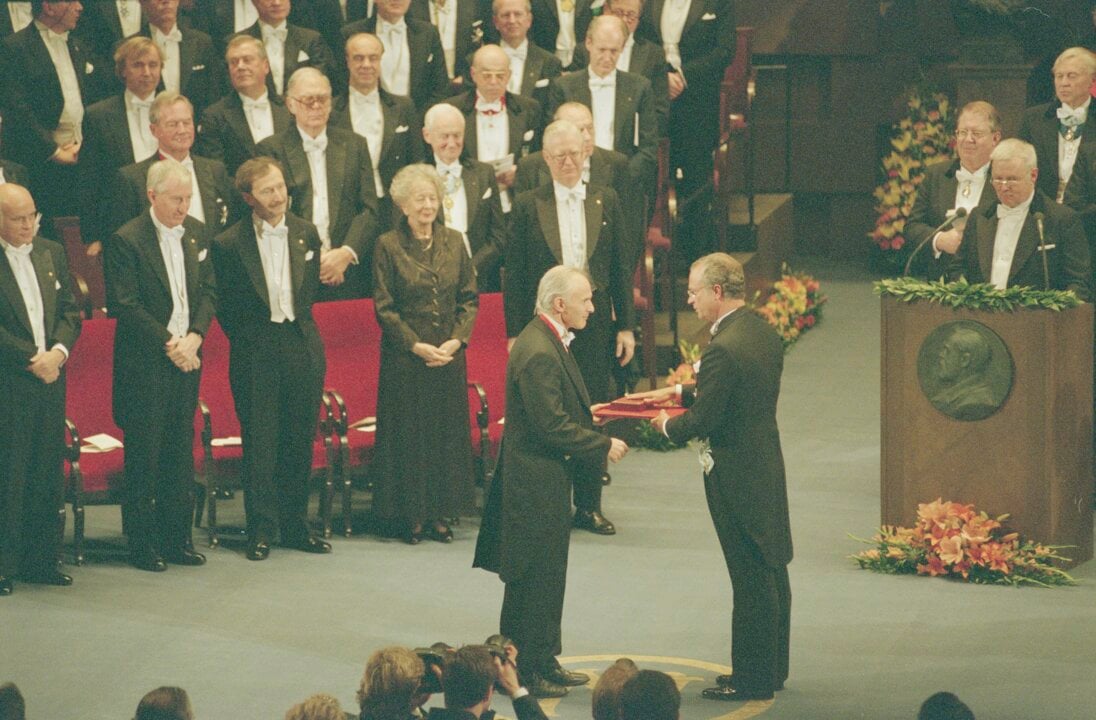 Sir Harold W. Kroto receiving his Nobel Prize