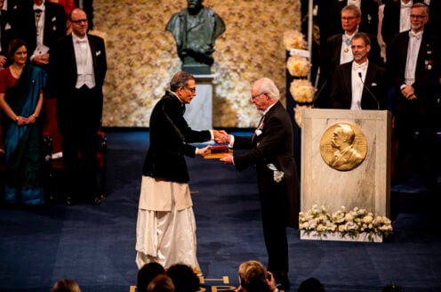 Abhijit Banerjee receiving his Nobel Prize