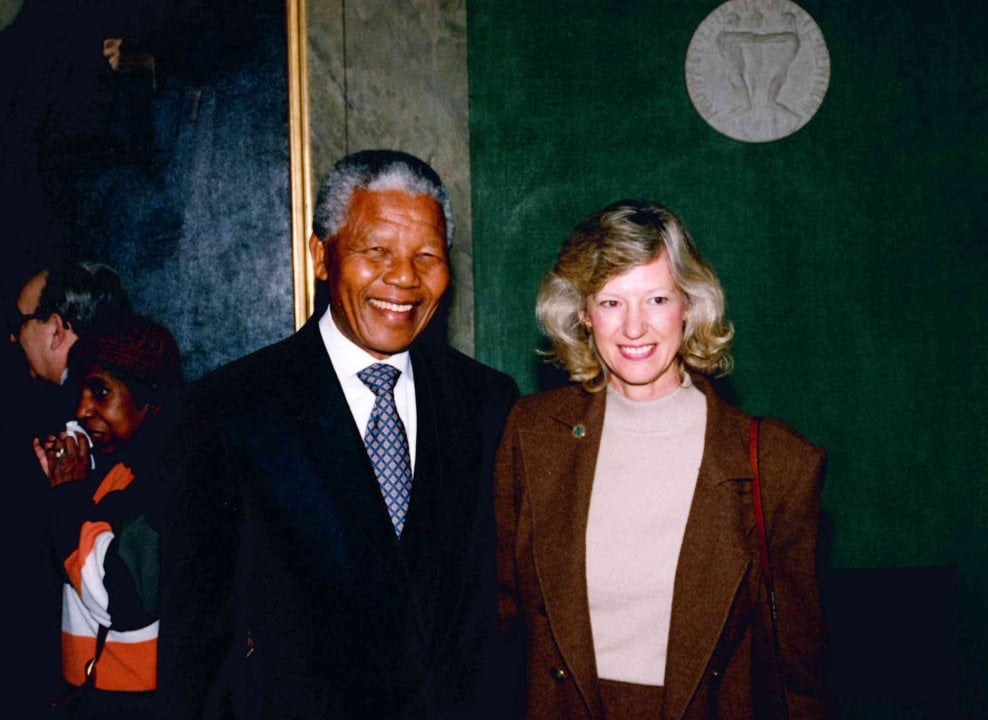 Nelson Mandela during a visit to the Nobel Foundation