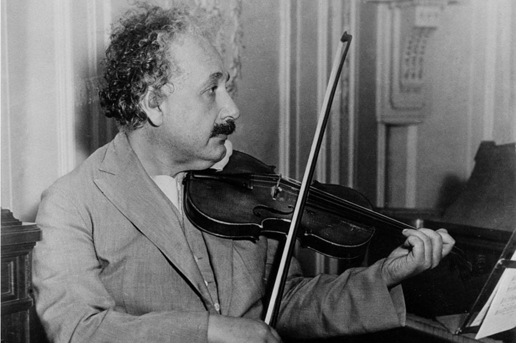 Albert Einstein with his violin