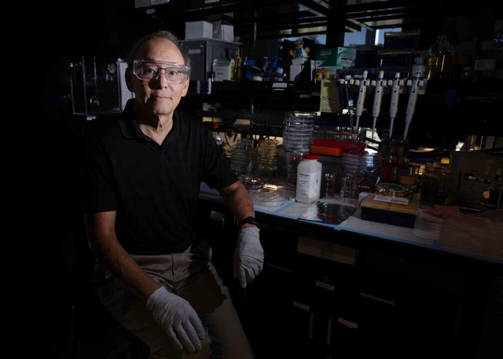 A man sitting in a laboratory