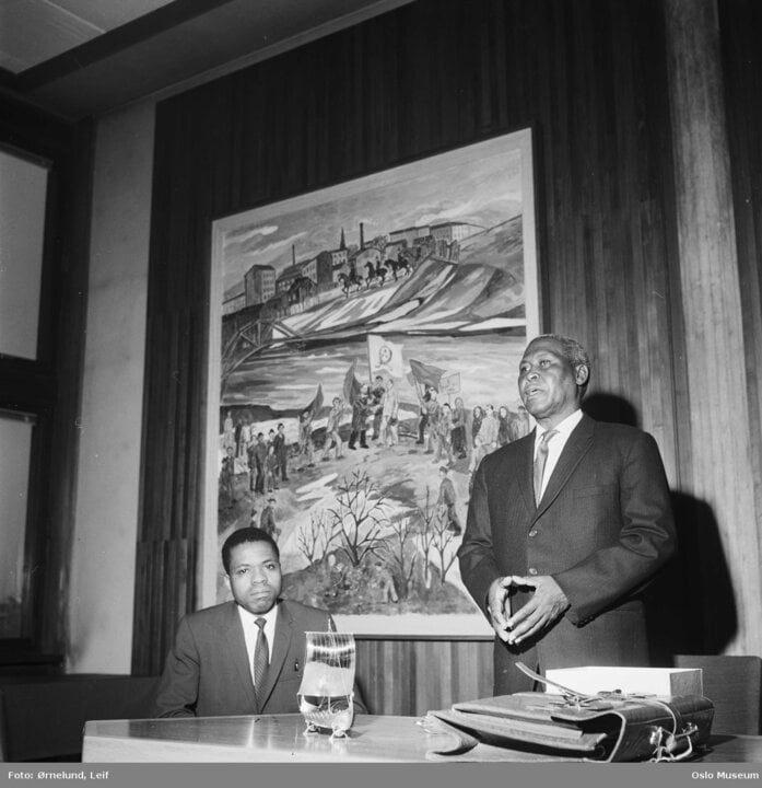 Albert Lutuli during a meeting in Oslo