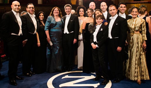 Robert J. Lefkowitz with family and relatives after the Nobel Prize Award Ceremony at the Stockholm Concert Hall, 10 December 2012