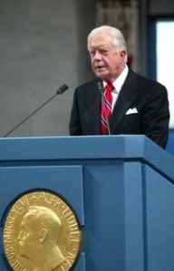 Jimmy Carter delivers his Nobel Lecture.