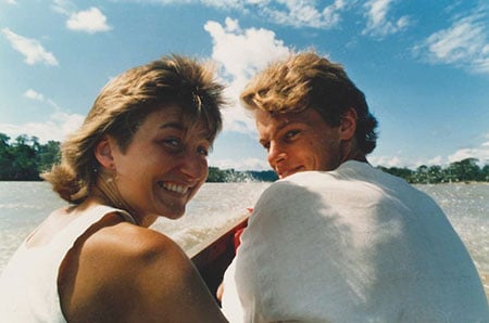 May-Britt and me on a tributary of the Amazon in Ecuador in 1986.