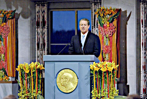 Al Gore delivering his Nobel Lecture in the Oslo City Hall, 10 December 2007.