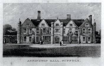 Assington Hall, Suffolk. Burnt down in 1957.