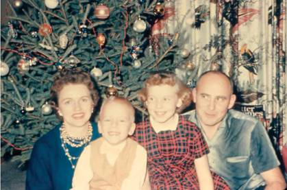 Mom, me, Pam and Dad, Christmas 1960.