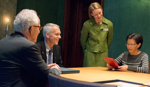 Brian K. Kobilka and his wife Tong Sun Kobilka visit the Nobel Foundation on 11 December 2012