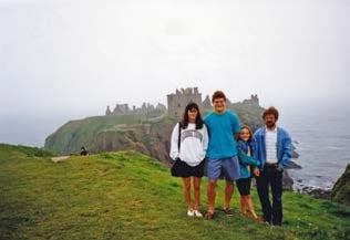 Karin, Jonathan, Liz and Mike at Dunottar Castle in Aberdeenshire.