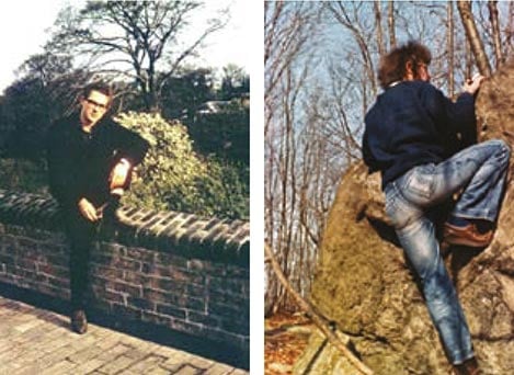 Harvey Court, Gonville. Mike bouldering.