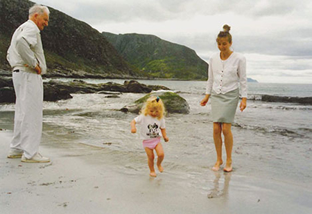 My dad, Isabel and me on the beach in Mulevika, on the island where I grew up.