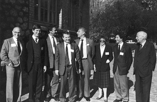 HIV discoverers in the park of the Institut Pasteur Annex in Garches, near Paris.