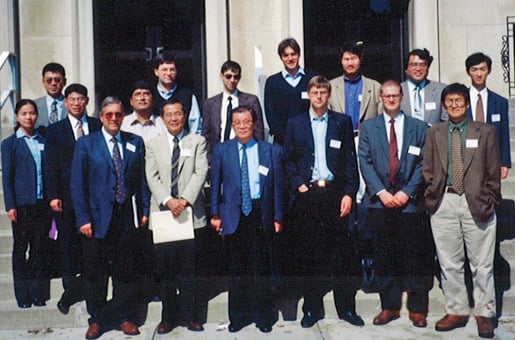 Ei-ichi Negishi flanked by his former associates and Professors S. Murahashi and M. Anastasia