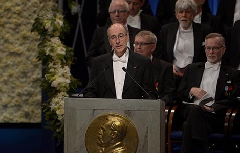 Professor Peter Brzezinski delivering the Presentation Speech for the 2017 Nobel Prize in Chemistry