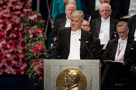 Professor Nils-Göran Larsson delivering the Presentation Speech for the 2016 Nobel Prize in Physiology or Medicine.