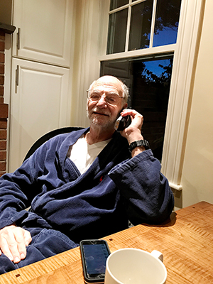 Michael Rosbash in his kitchen.