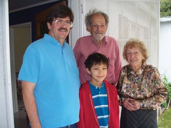 Lloyd, Peter (son) and Richard (grandson) Shapley visiting Mildred Shapley Matthews (his sister) in Pasadena in 2009.