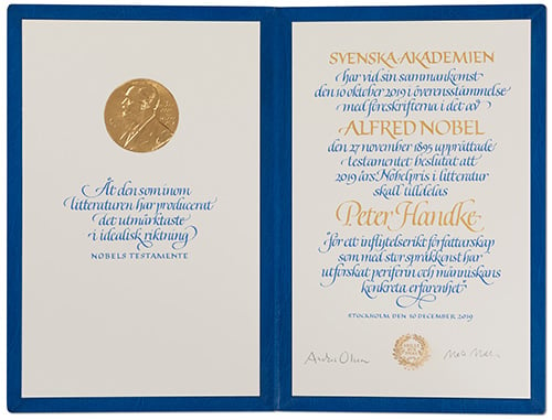 Peter Handke - Nobel diploma