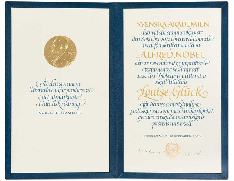 Louise Glück's Nobel Diploma