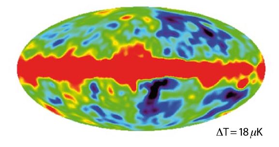 A sky-map of the temperature variations measured by COBE