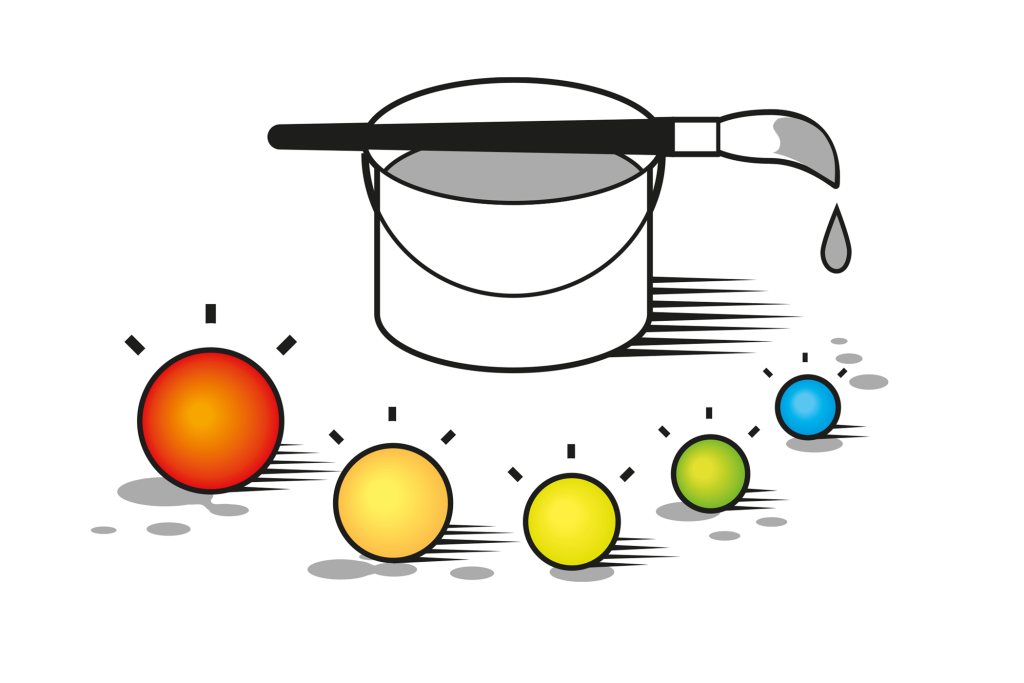 Illustration showing quantum dots in different colours.